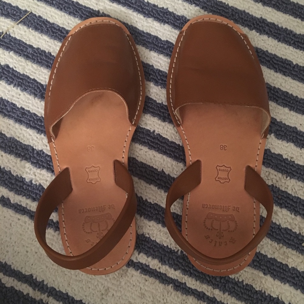 Real leather slip on with back ankle strap